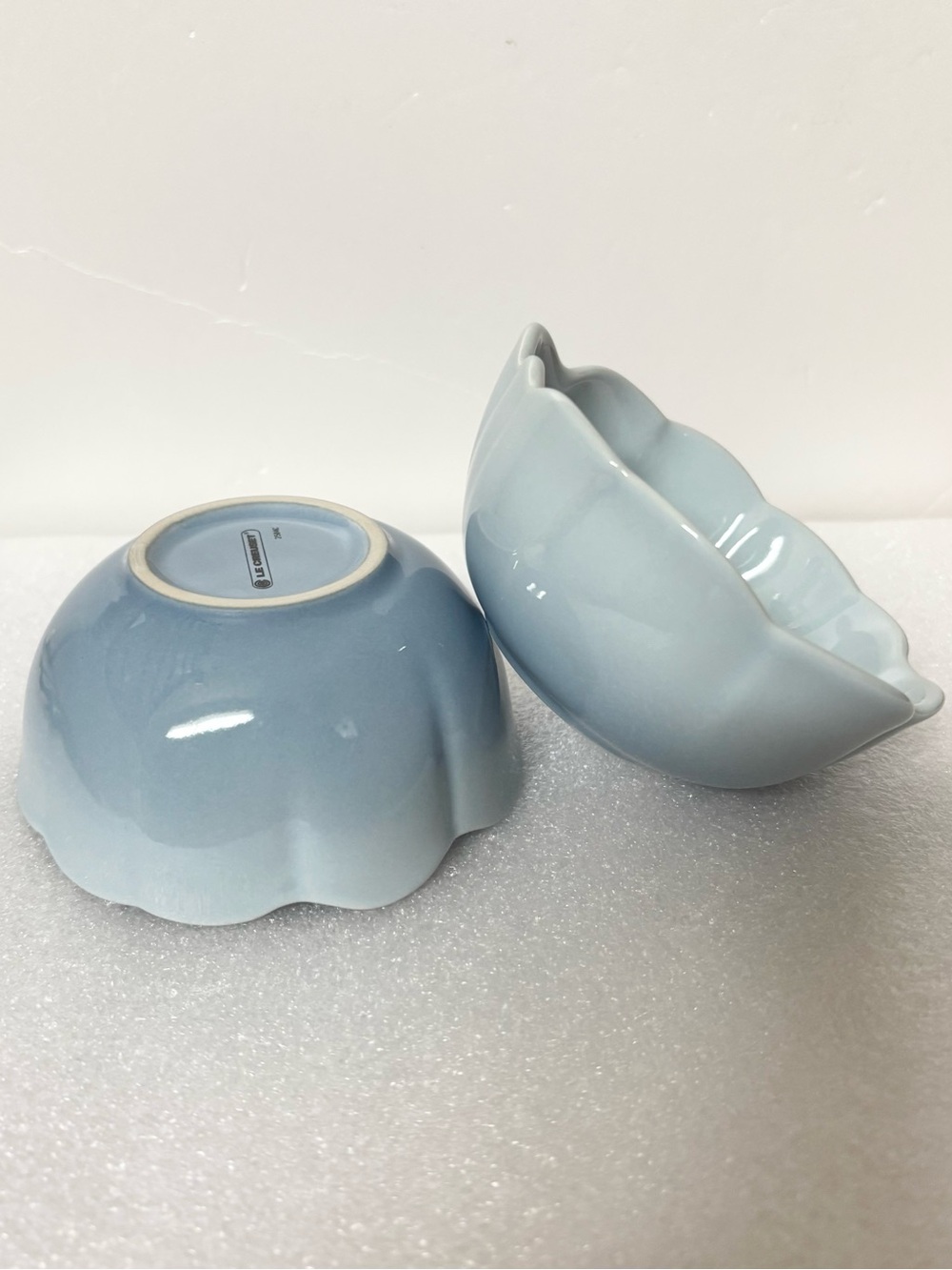 Le Creuset Scalloped Light Blue Ceramic Serving Bowls, Set of 2